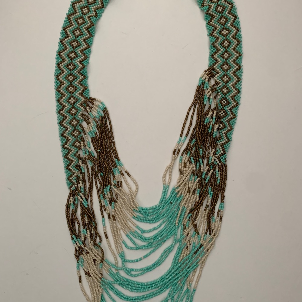 Long Multi-Strand Turquoise Beaded Necklace